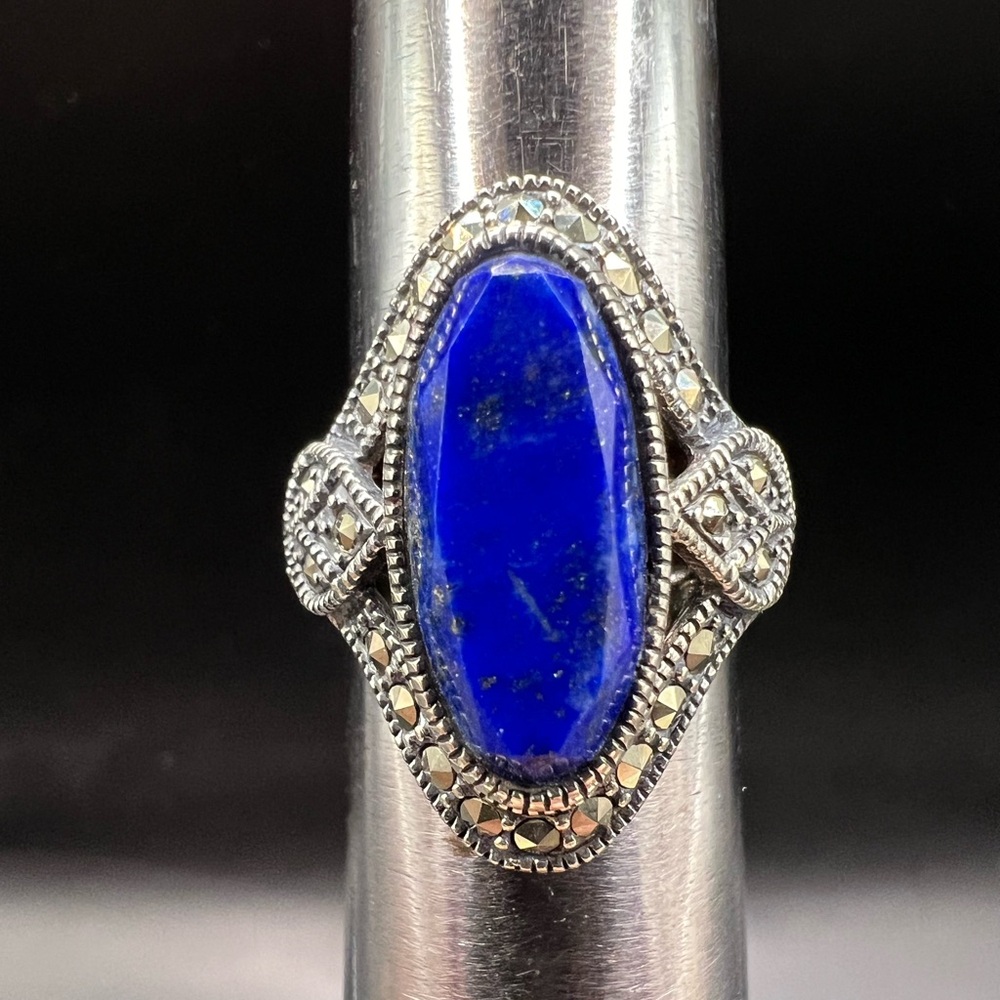 Sterling Silver Ring with Sodalite and Marcasite
